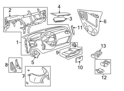 2000 Ford Focus Instrument Panel Ashtray Diagram for YS4Z-5404810-EBA
