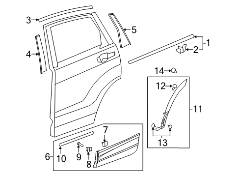 2019 Honda CR-V Exterior Trim - Rear Door Molding Assy., L. RR. Door Sash Diagram for 72965-TLA-A01