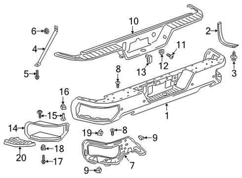 2022 GMC Sierra 2500 HD Bumper & Components - Rear Bumper Brace Diagram for 84319821