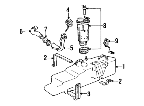 1990 Dodge W250 Fuel System Components Strap Diagram for 3735271