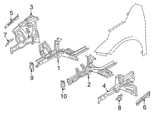 2022 Kia Forte Structural Components & Rails PNL-Fender Apron UPR Diagram for 64574M6000