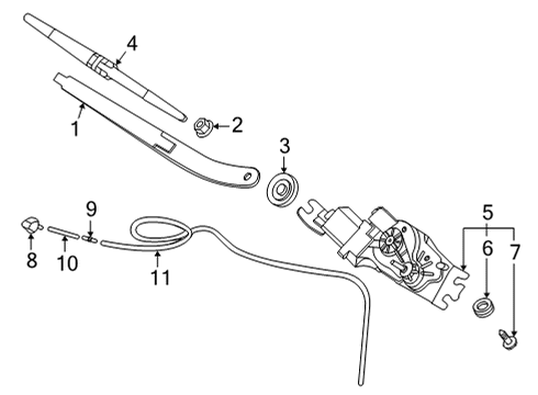 2022 Kia Carnival Wiper & Washer Components Motor & Linkage Assembly Diagram for 98700R0000
