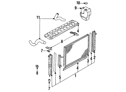 1990 Infiniti Q45 Radiator & Components Radiator Reservoir Tank Assembly Diagram for 21710-60U01