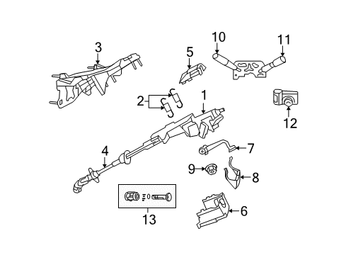 2007 Dodge Nitro Steering Column & Wheel, Steering Gear & Linkage, Shroud, Switches & Levers Steering Column Intermediate Shaft Diagram for 55197255AC