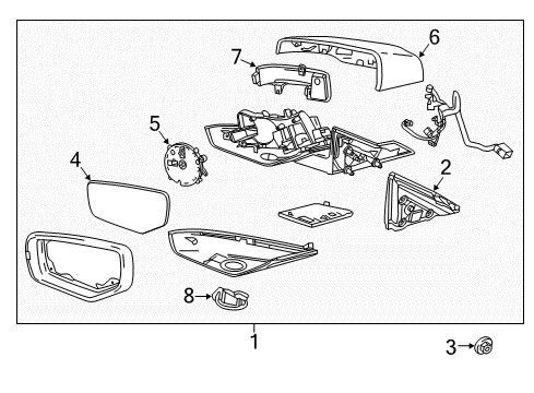 2016 Cadillac ATS Outside Mirrors Mirror Assembly Diagram for 84348230
