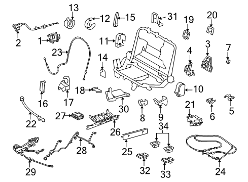 2009 Lexus LX570 Third Row Seats Recliner Cover Diagram for 71844-60080-B0