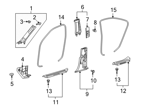 2009 Lexus LS600h Interior Trim - Pillars, Rocker & Floor GARNISH, Front Pillar Diagram for 62212-50181-A2