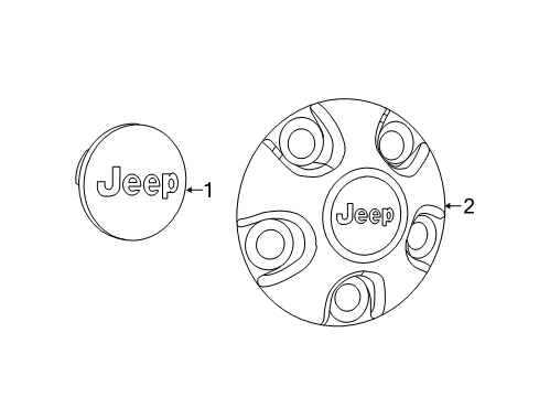 2022 Jeep Wrangler Wheel Covers & Trim Wheel Center Cap Diagram for 1LB77LSTAC