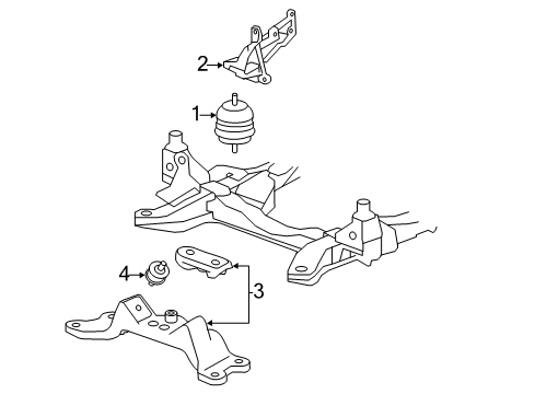 2010 Cadillac CTS Engine & Trans Mounting Mount Bracket Diagram for 25905220