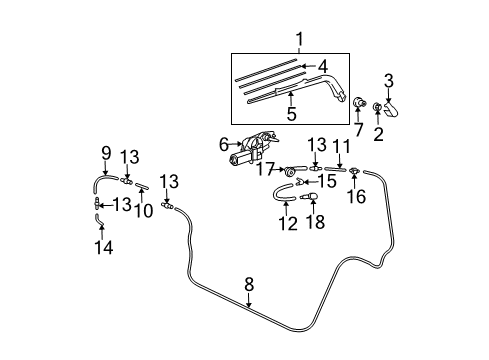 2004 Scion xB Lift Gate - Wiper & Washer Components Washer Hose Diagram for 90099-59262