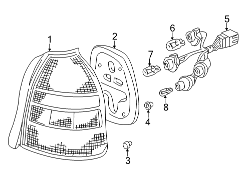 1996 Honda Civic Tail Lamps Lamp Unit, R. Diagram for 33501-S03-A01