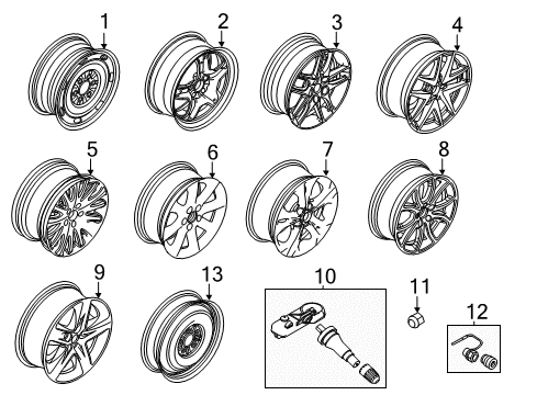 2011 Ford Fusion Wheels Wheel, Alloy Diagram for BE5Z-1007-B