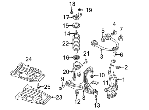 2009 Jeep Grand Cherokee Front Suspension, Lower Control Arm, Upper Control Arm, Stabilizer Bar, Suspension Components Arm Bushing Front Lower Arm Diagram for 52089980AI