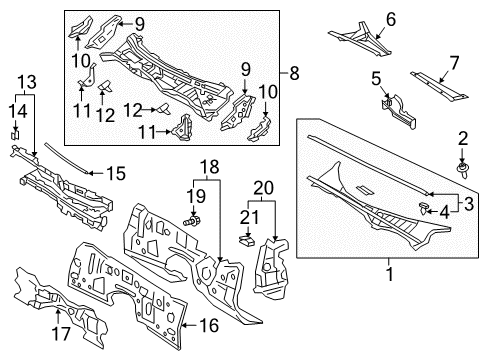 2018 Lexus LS500 Cowl Shield, COWL Vent Splash Diagram for 55751-50010