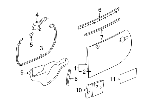 2009 Saturn Sky Door & Components Door Shell Diagram for 15940852