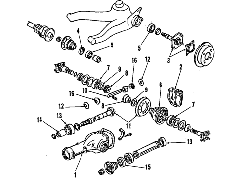 1989 Nissan 300ZX Rear Axle, Differential, Drive Axles Case Set Differential Diagram for 38421-71S26