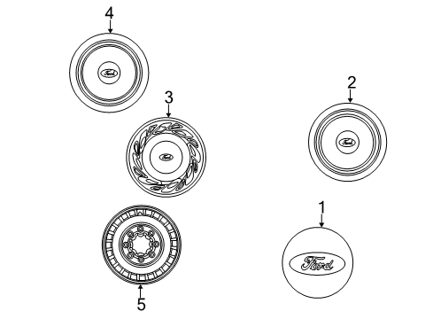 1999 Ford E-350 Econoline Club Wagon Wheel Covers & Trim Cover Diagram for F7UZ-1130-AA