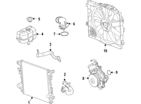 2020 Jeep Wrangler Cooling System, Radiator, Water Pump, Cooling Fan Seal-Water Inlet Tube Diagram for 68490087AA