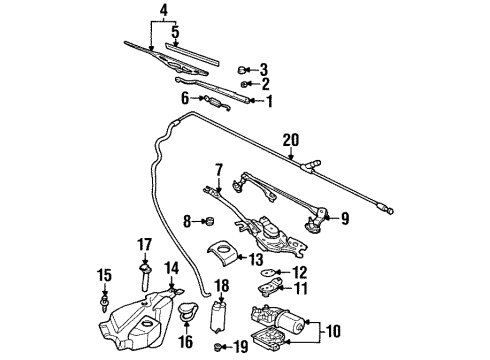 1997 Pontiac Grand Prix Wiper & Washer Components Wiper Arm Diagram for 22155309
