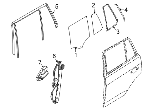 2005 BMW X3 Rear Door Window Guide, Left Rear Door Diagram for 51353424495