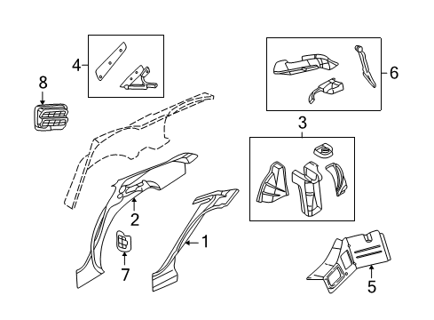 1999 Chrysler Concorde Inner Structure - Quarter Panel TROUGH-Deck Opening Diagram for 4575094AE