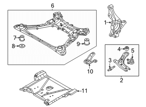 2022 Hyundai Tucson Front Suspension Components BUSHING-CROSSMEMBER MTG Diagram for 62418-N9000