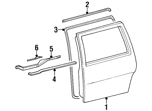 1998 Ford Windstar Side Loading Door - Door & Components Lower Weatherstrip Diagram for F58Z16253A24A