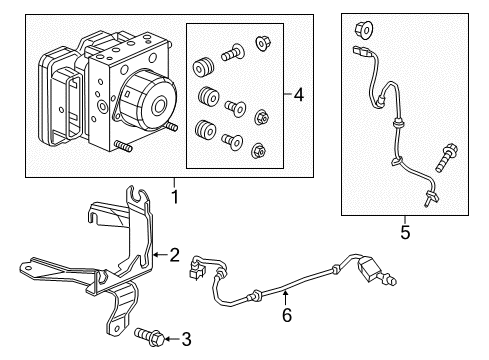 2020 Honda Fit ABS Components Bracket, Modulator Diagram for 57115-T5R-000