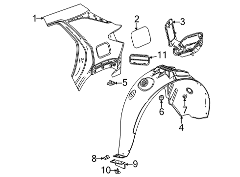 2021 Chevrolet Trailblazer Quarter Panel & Components Wheelhouse Liner Diagram for 42761208