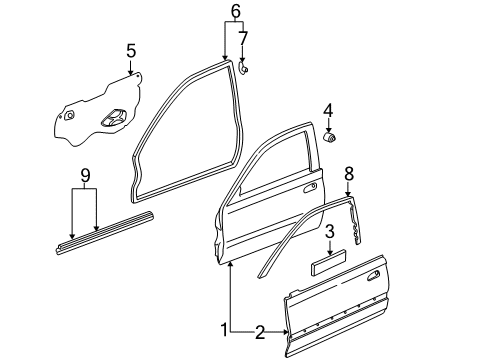 2005 Honda Civic Door & Components Weatherstrip, R. FR. Door Diagram for 72310-S5P-A01