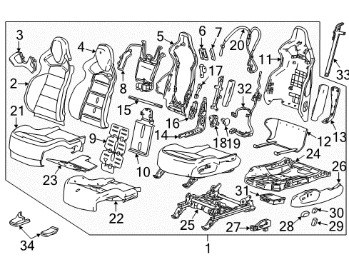2018 Chevrolet Corvette Power Seats Switch Asm-Front Seat Adjuster Diagram for 23247099