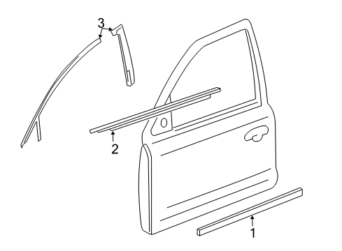 2007 Ford Five Hundred Exterior Trim - Front Door Side Molding Diagram for 5G1Z-5420879-DAPTM