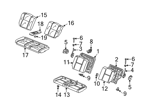 2006 Acura RSX Rear Seat Components Pad & Frame, Rear Seat Cushion Diagram for 82137-S6M-A01