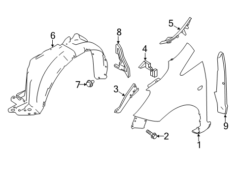 2019 Nissan Versa Note Fender & Components Bracket Front Diagram for F3160-3WCAA