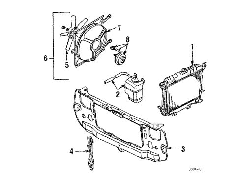 1986 Nissan Sentra Radiator & Components Motor Fan&SHROUD Diagram for 21480-36A67