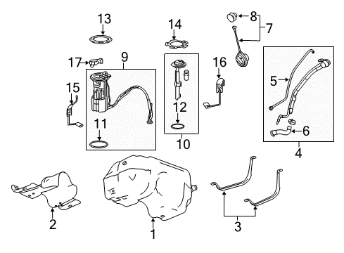 2017 Chevrolet Equinox Fuel System Components Fuel Tank Diagram for 23350611