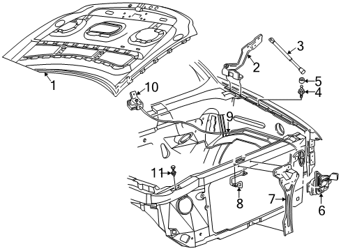 2002 Ford F-150 Hood & Components Jack Assembly Retainer Diagram for F81Z-17A038-AB