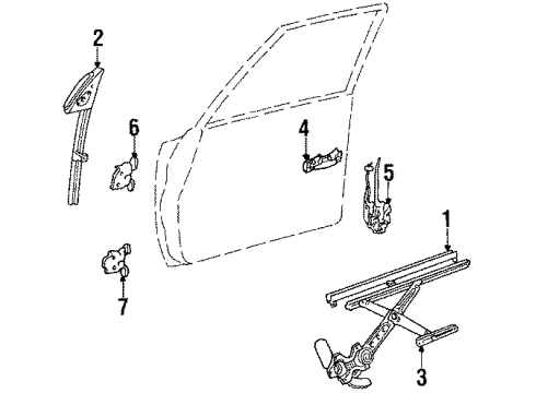 1988 Toyota Cressida Front Door - Glass & Hardware Handle Assembly, Front Door Outside Diagram for 69220-22100