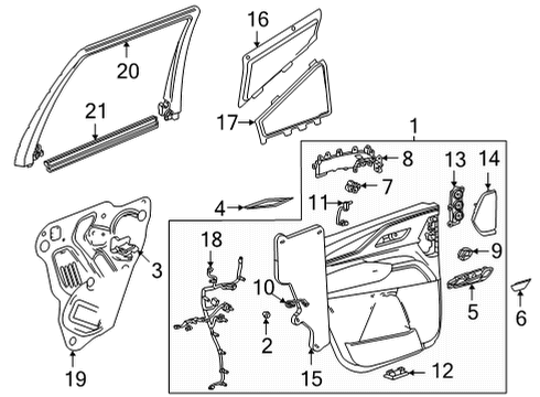 2022 Cadillac Escalade Interior Trim - Rear Door Window Molding Diagram for 84225777