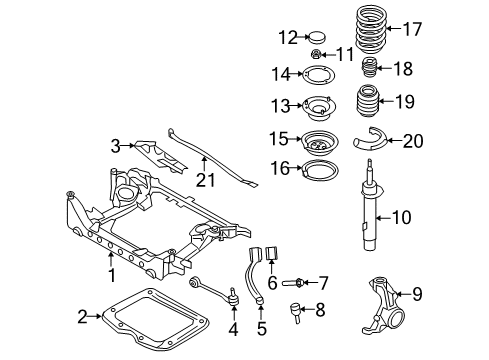 2006 BMW 330xi Front Suspension Components, Lower Control Arm, Stabilizer Bar Front Right Suspension Strut Diagram for 31316773256