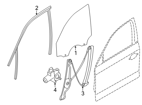 2018 BMW 320i xDrive Front Door Window Guide, Left Front Door Diagram for 51337414531