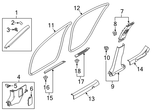 2015 Infiniti Q50 Interior Trim - Pillars, Rocker & Floor Clip-Trim Diagram for 01553-08911