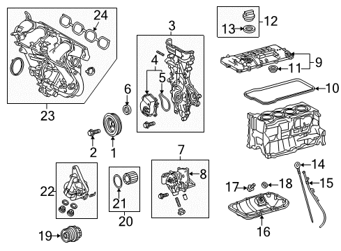 2017 Toyota Prius Engine Parts, Mounts, Cylinder Head & Valves, Camshaft & Timing, Oil Pan, Oil Pump, Crankshaft & Bearings, Pistons, Rings & Bearings, Variable Valve Timing Cover Diagram for 15012-37060