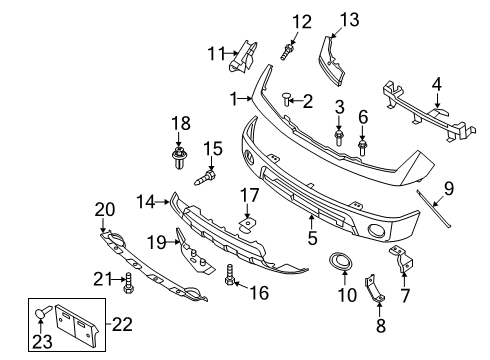 2017 Nissan Frontier Front Bumper Air Spoiler Assembly - Front, RH Diagram for 96012-9BF0A