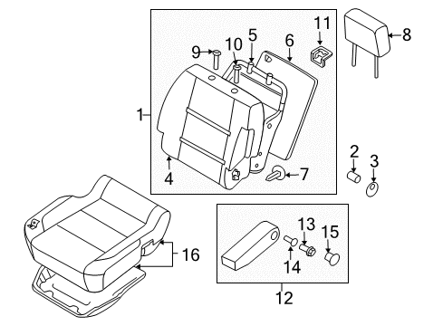 2014 Nissan Titan Front Seat Components Cushion Assembly - Front Seat Diagram for 87300-9FE1A