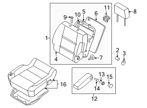 2014 Nissan Titan Front Seat Components Board Assy-Front Seat Back Diagram for 87640-9GE7D