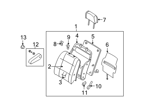 2007 Nissan Quest Front Seat Components Lever-Lumbar Diagram for 87610-ZM00A
