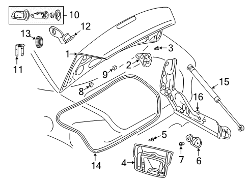 2003 Dodge Stratus Trunk Hinge-Deck Lid Diagram for 4814895AF