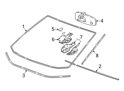 2019 Chevrolet Cruze Windshield Glass Mirror Cover Diagram for 42607512