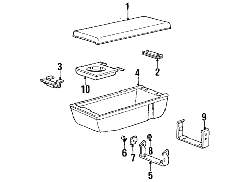 1991 Pontiac Grand Prix Front Armrest Cupholder Asm-Front Seat Storage Armrest Diagram for 12395744